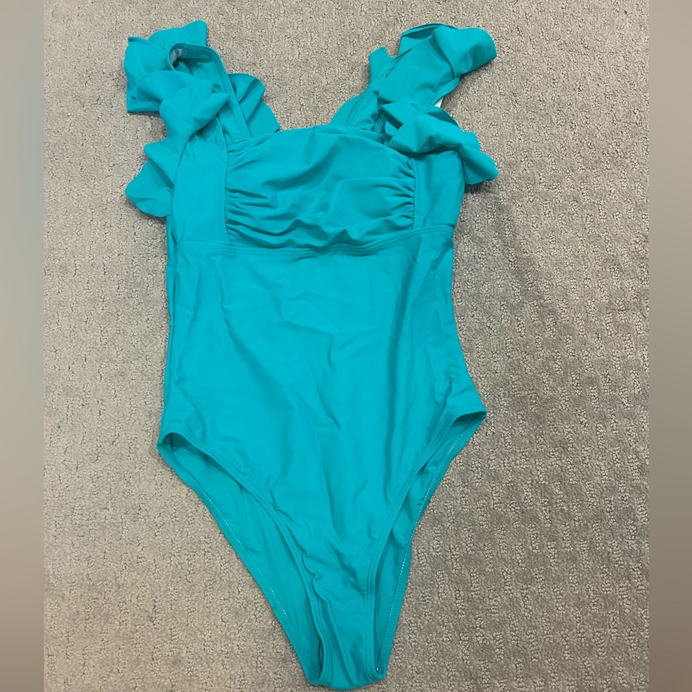 NWOT Shein Ruffled Teal One-Piece Swimsuit